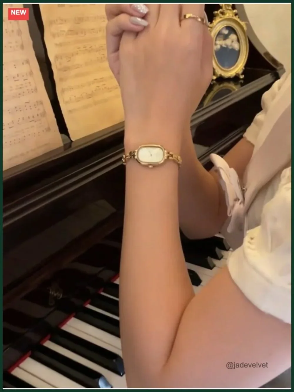 Vintage Gold Oval Dainty Bracelet Watch Japanese Quartz Stainless Steel